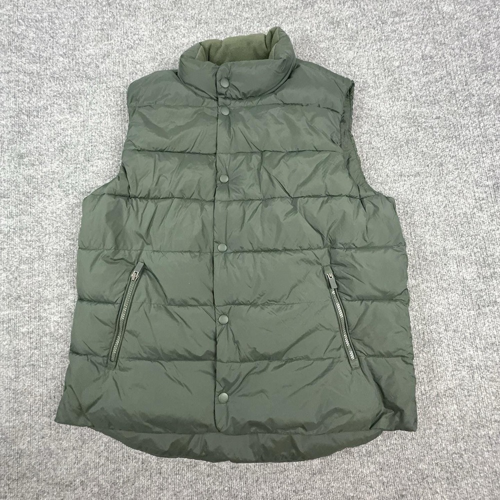 Gap Vest Mens Large Green Puffer PrimaLoft Quilted Snap Front Zip Pockets